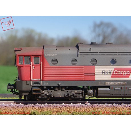 Rivarossi HR2863 - Rail Cargo Italia, locomotiva diesel D.753.7, livrea rossa/grigio chiaro, DC, ep. V-VI.