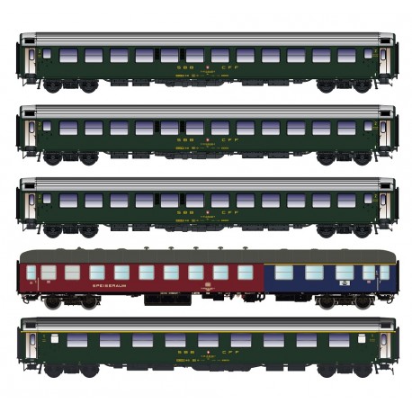 L.S. Models - LS97032DC - Set 5 pezzi D568 "Stoccarda-Zurigo" 1969/70, SBB+DB, ep. IVa